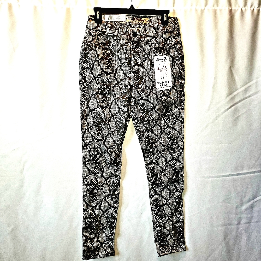 NWT Seven7 Tummyless High Rise Snake Print Skinny Jeans 6